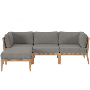 Modway - Clearwater Outdoor Patio Teak Wood 4-Piece Sectional Sofa - EEI-6121-GRY-GPH