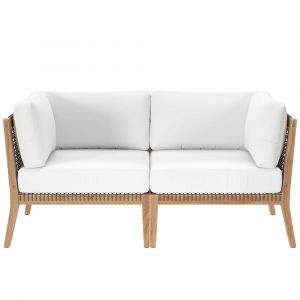 Modway - Clearwater Outdoor Patio Teak Wood Loveseat - EEI-6119-GRY-WHI