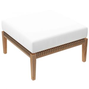 Modway - Clearwater Outdoor Patio Teak Wood Ottoman - EEI-5854-GRY-WHI