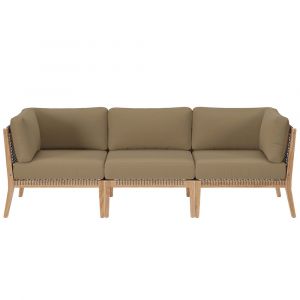 Modway - Clearwater Outdoor Patio Teak Wood Sofa - EEI-6120-GRY-LBR