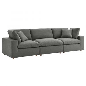 Modway - Commix Down Filled Overstuffed 3 Piece Sectional Sofa Set - EEI-3355-GRY