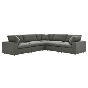 Modway - Commix Down Filled Overstuffed 5 Piece 5-Piece Sectional Sofa - EEI-3359-GRY