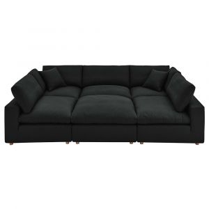 Modway - Commix Down Filled Overstuffed 6-Piece Sectional Sofa in Black - EEI-5761-BLK