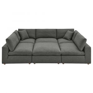 Modway - Commix Down Filled Overstuffed 6-Piece Sectional Sofa in Gray - EEI-5761-GRY