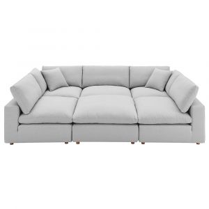 Modway - Commix Down Filled Overstuffed 6-Piece Sectional Sofa in Light Gray - EEI-5761-LGR
