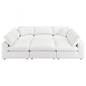 Modway - Commix Down Filled Overstuffed 6-Piece Sectional Sofa in Pure White - EEI-5761-PUW