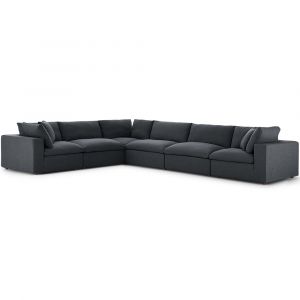 Modway - Commix Down Filled Overstuffed 6 Piece Sectional Sofa Set - EEI-3361-GRY