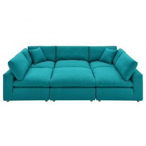 Modway - Commix Down Filled Overstuffed 6-Piece Sectional Sofa in Teal - EEI-5761-TEA