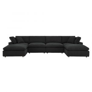 Modway - Commix Down Filled Overstuffed Boucle 6-Piece Sectional Sofa in Black - EEI-6366-BLK