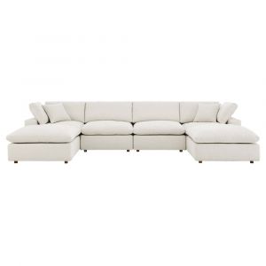 Modway - Commix Down Filled Overstuffed Boucle 6-Piece Sectional Sofa in Ivory - EEI-6366-IVO