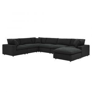 Modway - Commix Down Filled Overstuffed Boucle 7-Piece Sectional Sofa in Black - EEI-6370-BLK