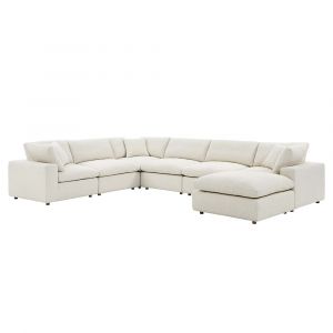 Modway - Commix Down Filled Overstuffed Boucle 7-Piece Sectional Sofa in Ivory - EEI-6370-IVO