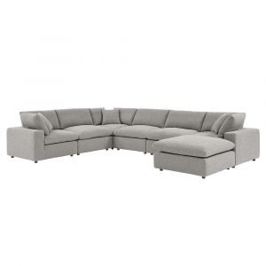 Modway - Commix Down Filled Overstuffed Boucle 7-Piece Sectional Sofa in Light Gray - EEI-6370-LGR