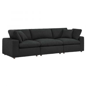 Modway - Commix Down Filled Overstuffed Boucle Fabric 3-Seater Sofa - EEI-6362-BLK