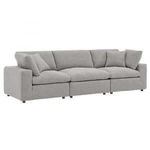 Modway - Commix Down Filled Overstuffed Boucle Fabric 3-Seater Sofa in Light Gray - EEI-6362-LGR