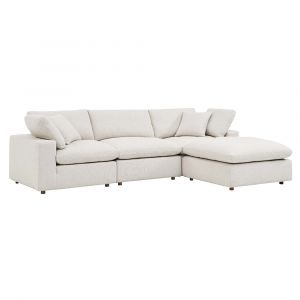 Modway - Commix Down Filled Overstuffed Boucle Fabric 4-Piece Sectional Sofa in Ivory - EEI-6363-IVO