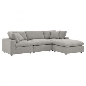 Modway - Commix Down Filled Overstuffed Boucle Fabric 4-Piece Sectional Sofa in Light Gray - EEI-6363-LGR