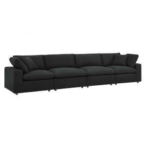 Modway - Commix Down Filled Overstuffed Boucle Fabric 4-Seater Sofa in Black - EEI-6364-BLK