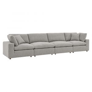 Modway - Commix Down Filled Overstuffed Boucle Fabric 4-Seater Sofa in Light Gray - EEI-6364-LGR