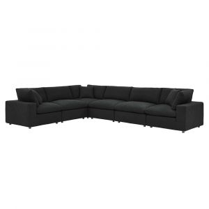 Modway - Commix Down Filled Overstuffed Boucle Fabric 6-Piece Sectional Sofa in Black - EEI-6369-BLK
