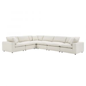 Modway - Commix Down Filled Overstuffed Boucle Fabric 6-Piece Sectional Sofa in Ivory - EEI-6369-IVO
