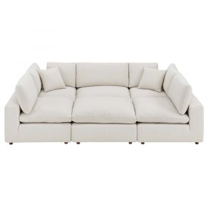 Modway - Commix Down Filled Overstuffed Boucle Fabric 6-Piece Sectional Sofa in Ivory - EEI-6372-IVO