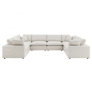 Modway - Commix Down Filled Overstuffed Boucle Fabric 8-Piece Sectional Sofa - EEI-6371-IVO