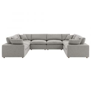 Modway - Commix Down Filled Overstuffed Boucle Fabric 8-Piece Sectional Sofa in Light Gray - EEI-6371-LGR