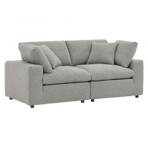 Modway - Commix Down Filled Overstuffed Boucle Fabric Loveseat in Light Gray - EEI-6361-LGR
