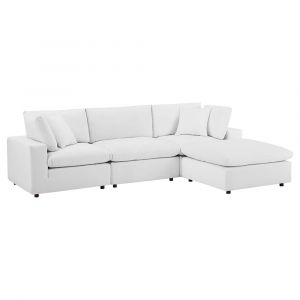 Modway - Commix Down Filled Overstuffed Performance Velvet 4-Piece Sectional Sofa in White - EEI-4818-WHI