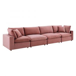 Modway - Commix Down Filled Overstuffed Performance Velvet 4-Seater Sofa in Dusty Rose - EEI-4819-DUS