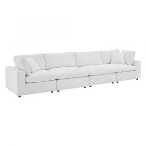 Modway - Commix Down Filled Overstuffed Performance Velvet 4-Seater Sofa in White - EEI-4819-WHI