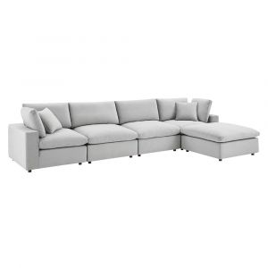 Modway - Commix Down Filled Overstuffed Performance Velvet 5-Piece Sectional Sofa in Light Gray - EEI-4820-LGR