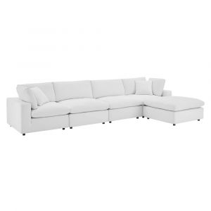 Modway - Commix Down Filled Overstuffed Performance Velvet 5-Piece Sectional Sofa in White - EEI-4820-WHI