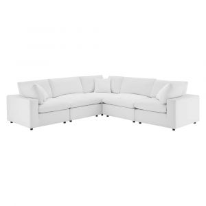 Modway - Commix Down Filled Overstuffed Performance Velvet 5-Piece Sectional Sofa - EEI-4823-WHI