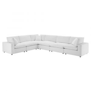 Modway - Commix Down Filled Overstuffed Performance Velvet 6-Piece Sectional Sofa in White - EEI-4824-WHI