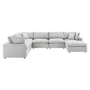 Modway - Commix Down Filled Overstuffed Performance Velvet 7-Piece Sectional Sofa in Light Gray - EEI-4825-LGR