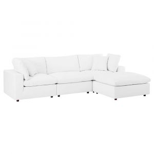 Modway - Commix Down Filled Overstuffed Vegan Leather 4-Piece Sectional Sofa in White - EEI-4915-WHI