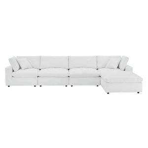 Modway - Commix Down Filled Overstuffed Vegan Leather 5-Piece Sectional Sofa in White - EEI-4917-WHI