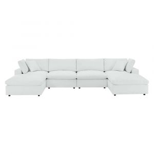 Modway - Commix Down Filled Overstuffed Vegan Leather 6-Piece Sectional Sofa in White - EEI-4918-WHI