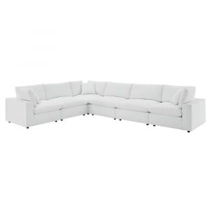 Modway - Commix Down Filled Overstuffed Vegan Leather 6-Piece Sectional Sofa in White - EEI-4921-WHI