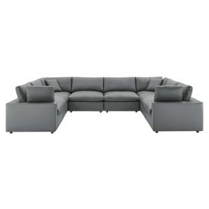 Modway - Commix Down Filled Overstuffed Vegan Leather 8-Piece Sectional Sofa - EEI-4923-GRY