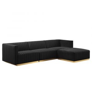Modway - Conjure Channel Tufted Performance Velvet 4-Piece Sectional - EEI-5844-GLD-BLK
