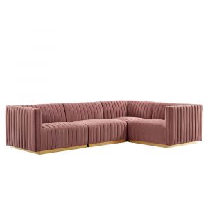 Modway - Conjure Channel Tufted Performance Velvet 4-Piece Sectional - EEI-5848-GLD-DUS