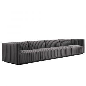 Modway - Conjure Channel Tufted Performance Velvet 4-Piece Sofa - EEI-5767-BLK-GRY