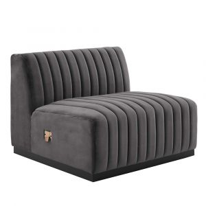 Modway - Conjure Channel Tufted Performance Velvet Armless Chair - EEI-5494-BLK-GRY