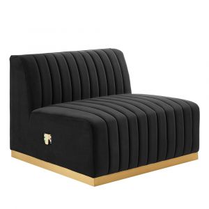 Modway - Conjure Channel Tufted Performance Velvet Armless Chair - EEI-5504-GLD-BLK