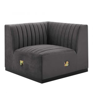 Modway - Conjure Channel Tufted Performance Velvet Left Corner Chair - EEI-5496-BLK-GRY