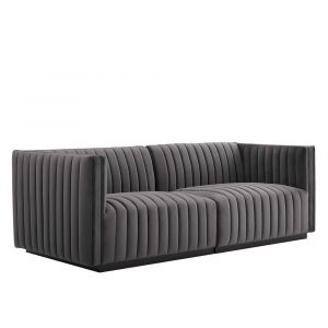 Modway - Conjure Channel Tufted Performance Velvet Loveseat - EEI-5764-BLK-GRY