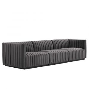 Modway - Conjure Channel Tufted Performance Velvet Sofa - EEI-5765-BLK-GRY